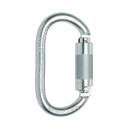 Mosquetão em Aço Oval Fechamento em Rosca Dupla Trava MG 1897