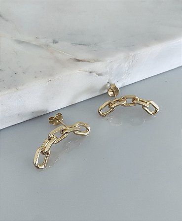 Brinco de corrente em banho de ouro BR00016