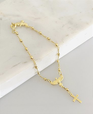 Pulseira Espírito Santo em banho de ouro 18k