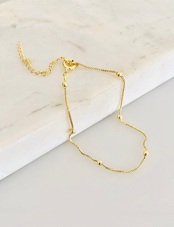 Pulseira bolinha delicada em banhado a ouro 18k