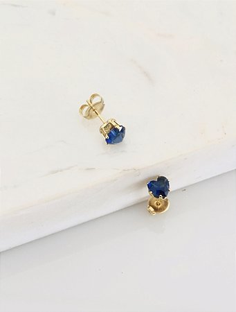 Brinco de coração azul em banho de ouro 18k