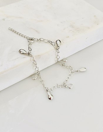 Pulseira gota com ponto de luz em rôdio branco