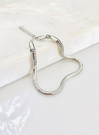 Pulseira rabo de rato em banho de rôdio branco