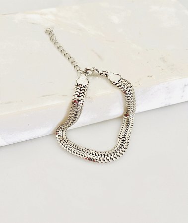 Pulseira Escama em banho de rôdio branco