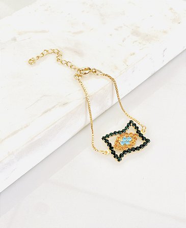 Pulseira Brasil em banho de ouro 18k