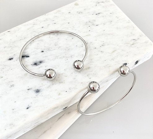 Bracelete com duas esfera em semijoia