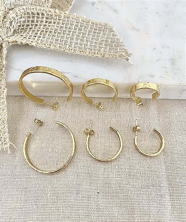 Trio de argola em aço 316L Premium