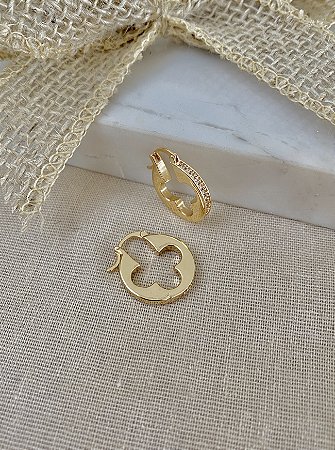 Argola flor com zircônia BIJU PREMIUM