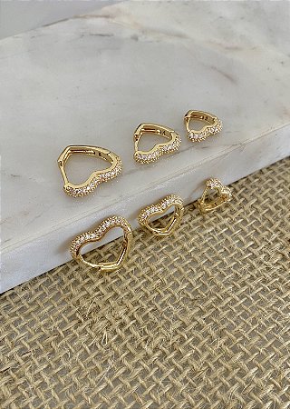Trio de argola de coração BIJU PREMIUM
