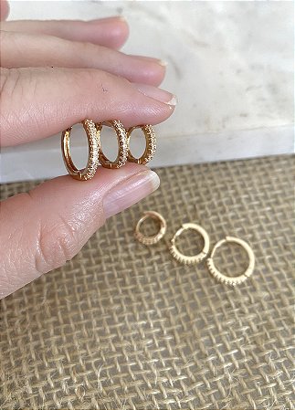 Trio de argola zircônia BIJU PREMIUM