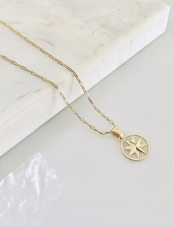 Colar Estrela na corrente veneziana em semijoia 60cm