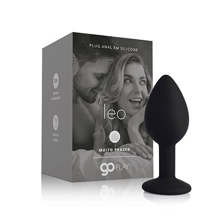 Plug Anal em Silicone Go Play Leo Pequeno Preto - 7,3 cm x 2,9 cm