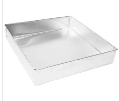 Forma de Bolo Quadrada fixa  25 X 7 Cm em Alumínio