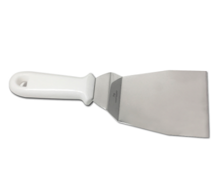 Espatula Curva de inox 10 cm cabo branco