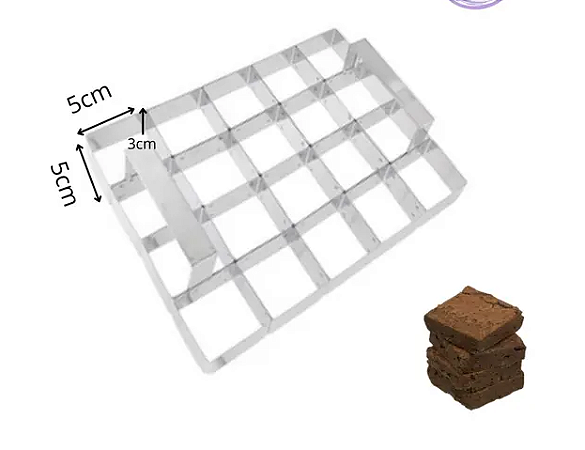 Cortador de Brownie 20 Pedaços 5x5x3 em Inox