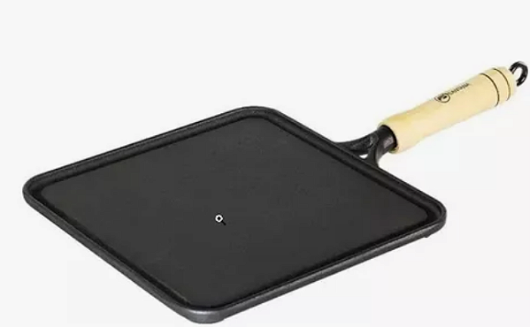 Chapa Bifeteira Lisa Ferro Fundido 25cm Cabo Madeira