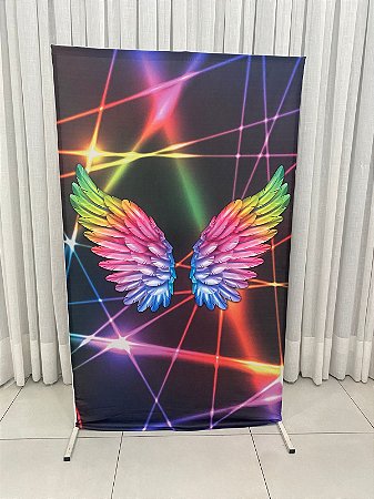 PAINEL QUADRADO COM TECIDO ASA DE BORBOLETA NEON