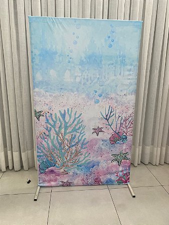 PAINEL QUADRADO COM TECIDO FUNDO DO MAR