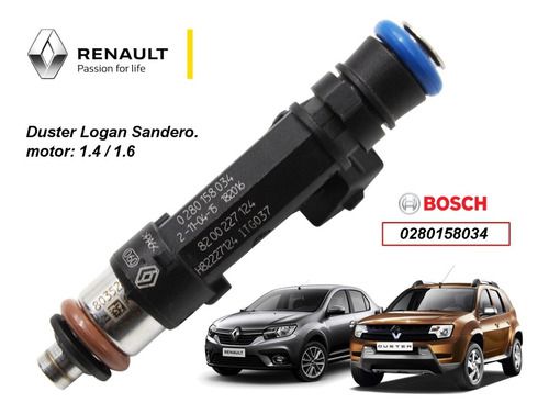 Bico Injetor Renault Duster Sandero Logan 1.4 1.6 0280158034