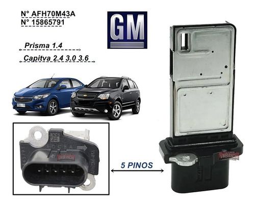 Sensor Do Fluxo De Ar Gm Onix Spin Cobalt 15865791 Afh70m43