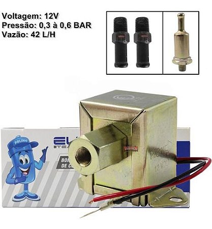 Bomba Elétrica Combustivel Alcool Gasolina Carro Carburador