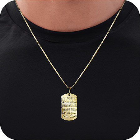 Pingente Unissex Pai Nosso Bordas Arredondadas - Banhado a Ouro 18k