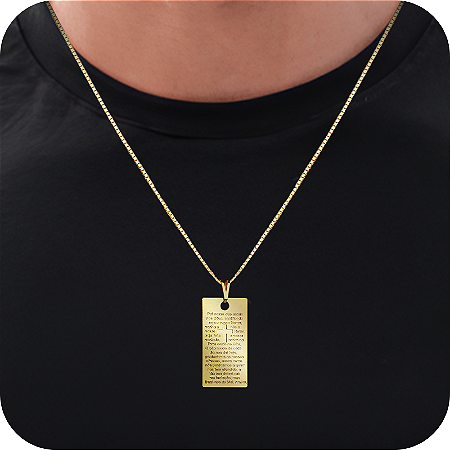 Pingente Unissex Plaquinha Retangular Pai Nosso - Banhado a Ouro 18k