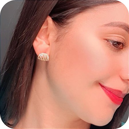 Brinco de Argola Pequena Vazada - Banhado a Ouro 18k