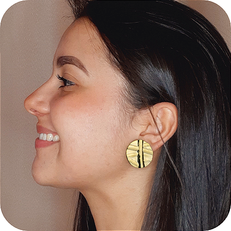 Brinco Orgânico Redondo - Banhado a Ouro 18k