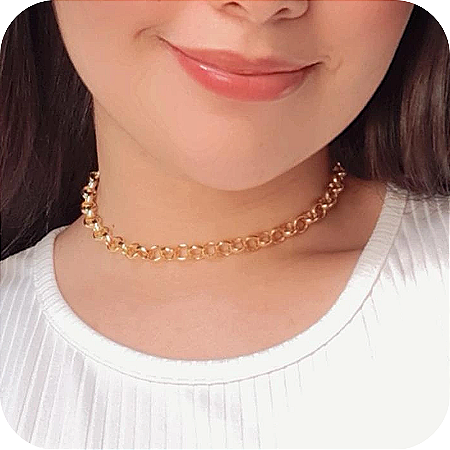 Choker em Elo Portugês - Banhada a Ouro 18k