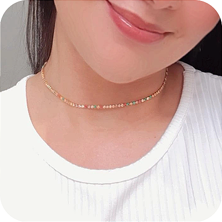 Choker Riviera Colorida - Banhada a Ouro 18k