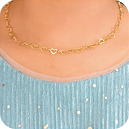Choker com Elo de Corações - Banhada a Ouro 18k