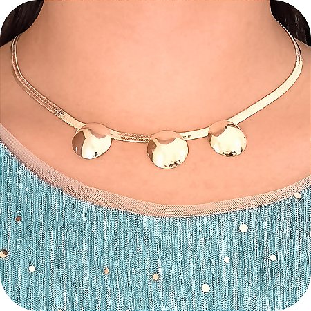 Choker Malha 4mm com Trio de Círculos - Prata 925