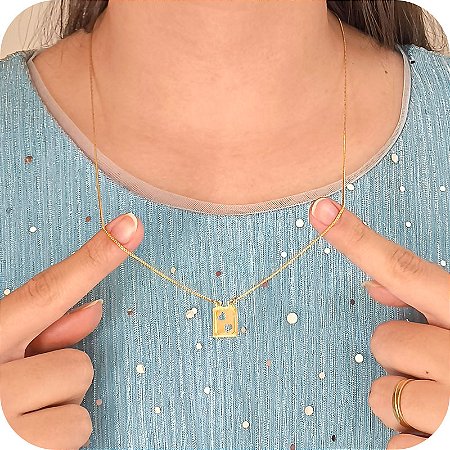 Colar Escapulário 60cm com 2 Corações Vazados - Banhado a Ouro 18k