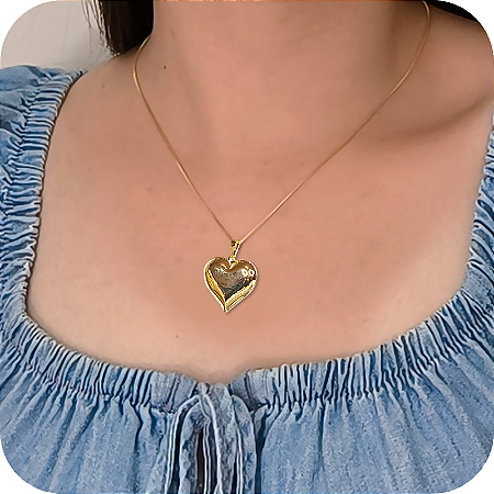Corrente com Pingente de Coração Boleado - Banhada a Ouro 18k