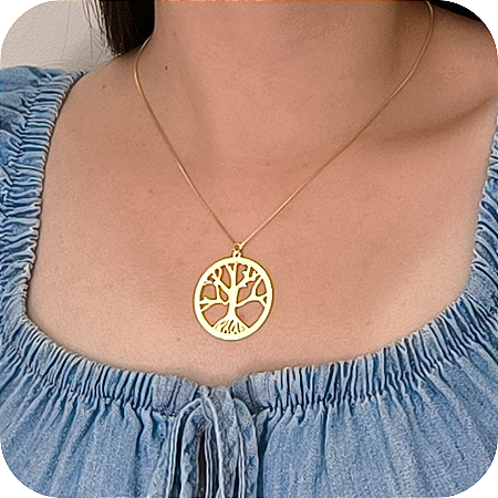Corrente com Pingente Árvore da Vida - Banhada a Ouro 18k
