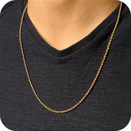 Corrente Cordão Baiano 2mm de 60cm - Banhado a Ouro 18k
