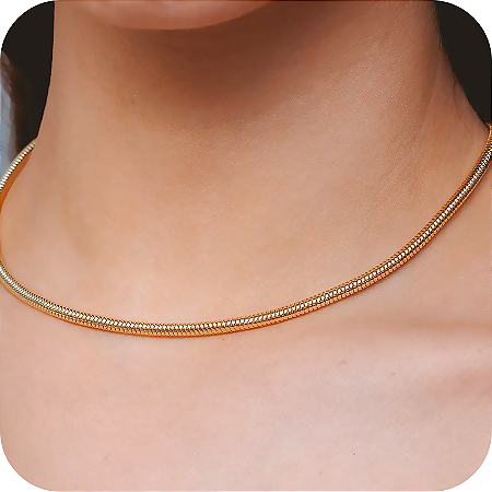 Choker Rabo de Rato 4mm - Banhada a Ouro 18k