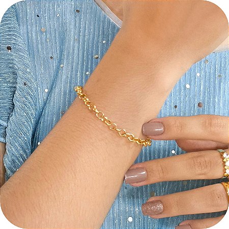 Pulseira Elo Português - Banhada a Ouro 18k