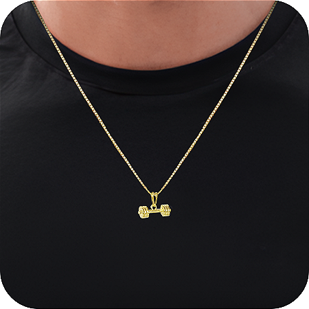 Pingente Unissex Haltere - Pesinho de Academia - Banhado a Ouro 18k