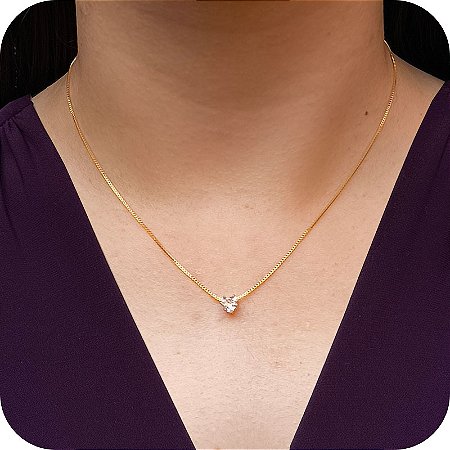 Corrente Ponto de Luz Coração P - Banhado a Ouro 18k