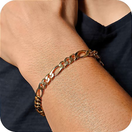 Pulseira Masculina Elo Grumet - Banhada a Ouro 18k