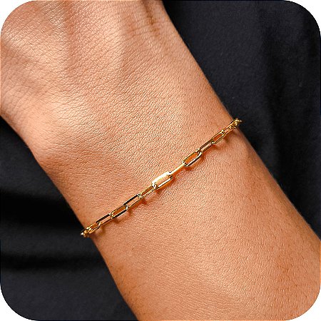 Pulseira Masculina Elo Quadrado - Banhada a Ouro 18k
