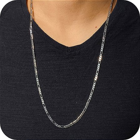 Corrente Masculina Fígaro 70cm - Prata 925