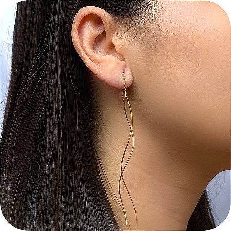 Brinco Passa Fio Enrolado - Banhado a Ouro 18k
