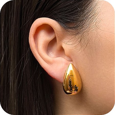 Brinco de Gota Oca G - Banhado a Ouro 18k