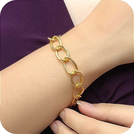 Pulseira de Elos Ovais Maxi - Banhada a Ouro 18k