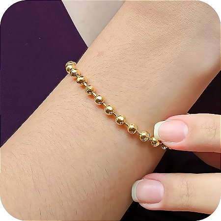 Pulseira com Bolinhas Intercaladas - Banhada a Ouro 18k