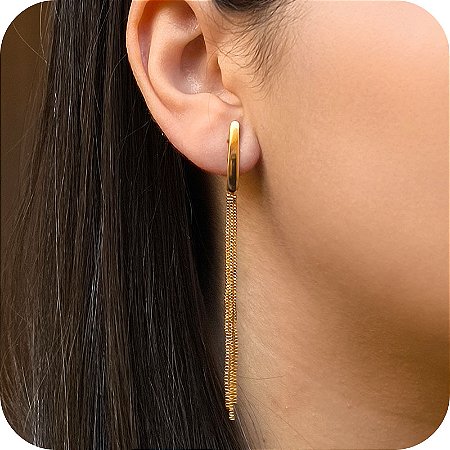 Brinco de Fios Dourados - Banhado a Ouro 18k