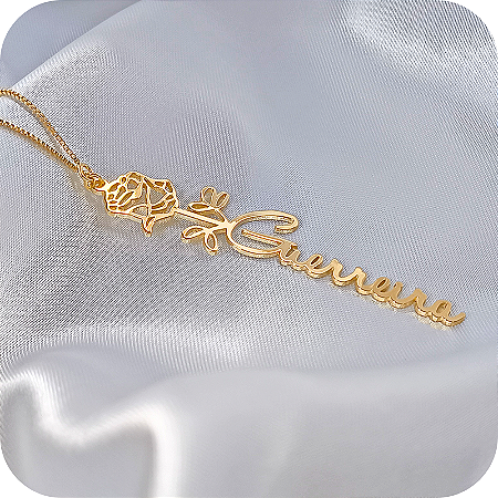 Colar Flor Rosa "Guerreira" - Banhado a Ouro 18k